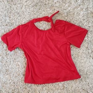 Super cute red crop top with knot on top